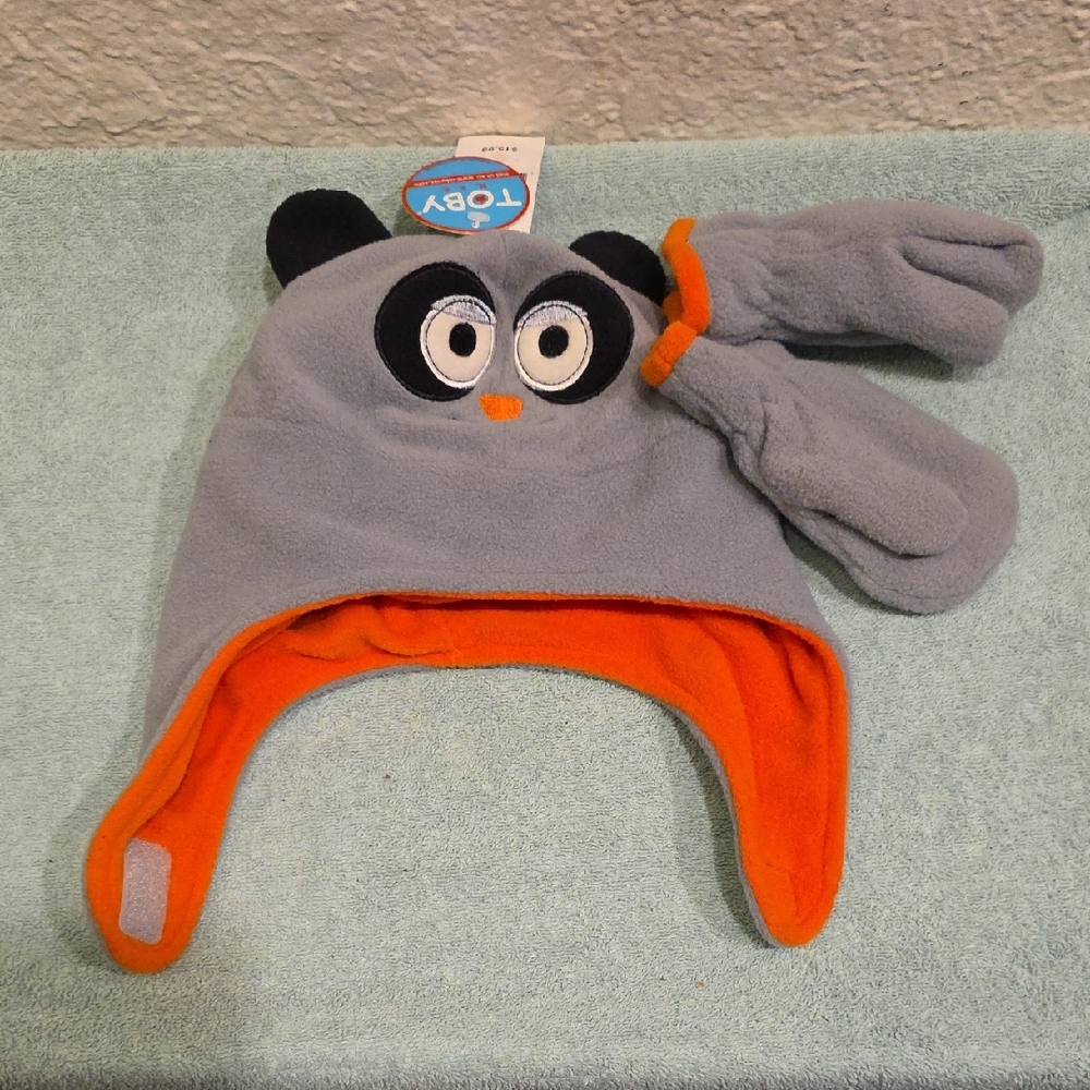 Cute Gray Animal Hat with Mittens